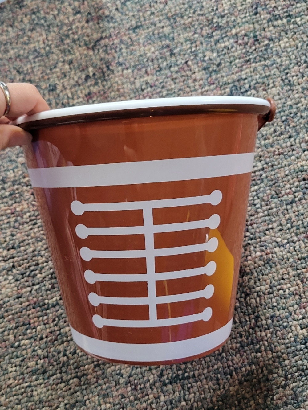 Brown Football-Themed Bucket